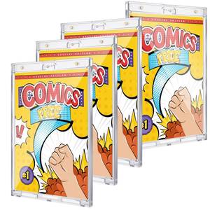 lot 18887 image: Wonderjune 4 Pack Magnetic Comic Book Holder Outer Clear Comic Book Display Case Inside Wall Mountable UV Protection Slab Protectors Fits Most Wall Display (7.52 X 12.24,7.13 X 10.91) - Retail $43