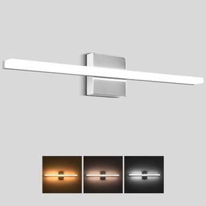 lot 18901 image: Amansour 16 Inch LED Bathroom Vanity Light, 3 CCT Adjustable Hardwired Bathroom Light Fixtures Over Mirror, Chrome Modern LED Mirror Wall Sconce for Bathroom Vanity - Retail $27