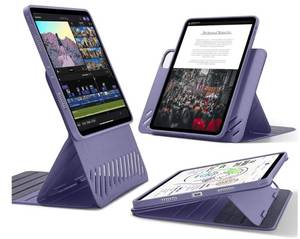 lot 18917 image: ESR for iPad Pro 13 , Removable Magnetic Cover with Pencil Charging & Storage, Adjustable PortraitLandscape Stand, 9 Standing Angles, Purple - Retail $50