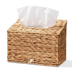 lot 18922 image: Water Hyacinth Hand Towels Box Cover for Kleenex Disposable Paper Hand Towels, Handwoven Towel Holder, Wicker Tissue Box Cover for Bathroom, Bedroom, Office, Tabletop, Kitchen - Retail $20