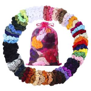 lot 18930 image: ADRIONE Velvet Scrunchies for Women, Girls & Kids 60 Bulk Pack, Soft Hair Scrunchie Hair Ties Scrunchy for Thick, Curly, Medium, Thin, Fine Hair, No Damage & Non Slip, Colorful Hair Accessories