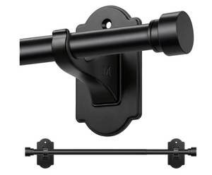 lot 18972 image: TONIAL Curtain Rods No Drilling for Windows, Black, 32 to 58 InchAdhesive Brackets, Renter Apartment Friendly, Adjustable Drapery Rod for Windows 40-53 Inch, 58 for Lightweight Curtain