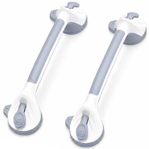 lot 18976 image: Asluco Suction Shower Grab Bar for Seniors, Bathtub Handle, Light Gray Blue