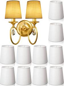 lot 18981 image: Set of 10 Small Lamp Shade Chandelier Lamp Shades, 4 x 5 x 5 Inch Linen Barrel Fabric Lampshade for Table Chandelier(White) - Retail $44