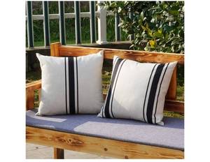 lot 60001 image: ONWAY Outdoor Pillow Covers Waterproof 16x16 Set of 2 Beige Black Striped