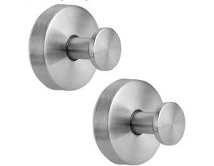 lot 60026 image: Suction Cup Hooks for Shower, Towel Hooks for Bathroom, Kitchen, Glass Door, Mirror, Tile, Loofah, Towel, Bath Robe Hooks for Hanging up to 15 lbs, Brushed Silver (2 Pack)