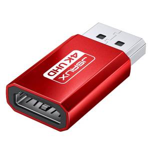 lot 60037 image: JSAUX 4K DisplayPort to HDMI Adapter 1Pack, DP PC to HDMI Monitor Converter Video UHD 2K120Hz,4K30 DP to HDTV Male to Female Uni-Directional Adapter Compatible with Dell, Lenovo, HP,GPU, AMD -Red