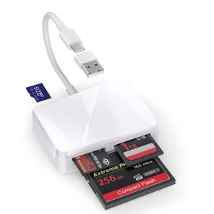 lot 60042 image: SD Card Reader, 4 in 1 USB C to SDTFCFMS Card Reader with USB to USB C Adapter Memroy Card Reader for iPhone 171615 Pro Max iPad Pro MacBook ProAir iMac M4M3M2 Android PhoneTablet PC (White)