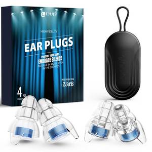 lot 60048 image: Reure High Fidelity Concert Ear Plugs, Noise Cancelling Silicone Ear Plugs 2 Pairs Great for Concerts Loud Music, Musicians, Motorcycles, Airplanes, Raves, Hearing Protection -23 dB