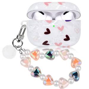 lot 60055 image: Cute Love Heart Case for Airpod Pro with Pear Lanyard Cover Compatible with AirPods Pro 1st Generation (2019) Shell for Women