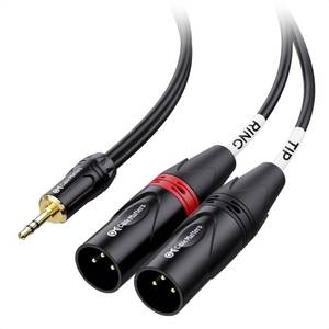 lot 60056 image: Cable Matters 3.5mm TRS to 2 XLR Cable, Male to Male, 3ft
