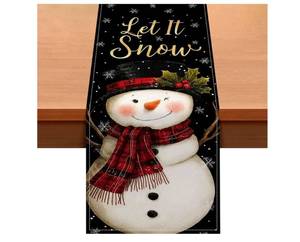 lot 60059 image: HOMETITUTE Black Snowman Table Runner Christmas Decor 13x72 Inch BurlapBlack Snowman Christmas Dining Accent Snow Red Plaid Table Decor for Kitchen Coffee Table Home Plaid STYLE MAY VARY SLIGHTLY