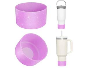 lot 60060 image: Upgrade 2PCS Protective Silicone Boot Bumper for Stanley Quencher Adventure 40oz 30oz IceFlow 20oz 30oz Tumbler, Water Bottle Bottom Sleeve Cover Accessories for Stanley Mug Cup( Purple)