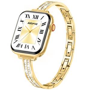 lot 60068 image: Adorve Slim Gold Bands Compatible with Apple Watch Bands for Women 38mm 40mm 41mm 42mm 44mm 45mm 46mm, Cute Dressy Thin Bracelet Stainless Steel Metal Strap for iWatch Bands Series 11 10 9 8 7 6 5 4 3 SE