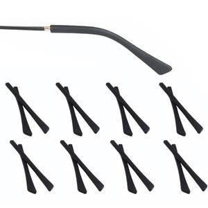 lot 60078 image: OPUGIT 8 Pairs Eyeglass Replacement Temples, Silicone Glasses End Tips Ear Sock Sleeve for Thin Metal Eyeglass Legs, Black