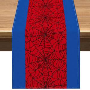 lot 60081 image: Vohado Red Spider Web Table Runner Halloween Super Hero Boys Baby Shower Birthday Party Decoration Dining Room Home Kitchen Island Decor