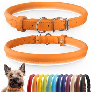 lot 60084 image: Reflective Rolled Leather Dog Collar, Padded, 6-7 in, Purple