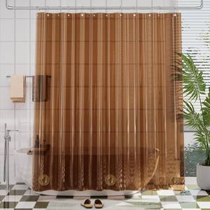 lot 60087 image: AmazerBath Premium EVA Shower Curtain Amber, Luxury Shower Curtain Clear Brown Jelly-Like Soft, Waterproof Clear Brown Shower Liner with 3 Weighted Stones and 12 Grommets, Recyclable Packaging