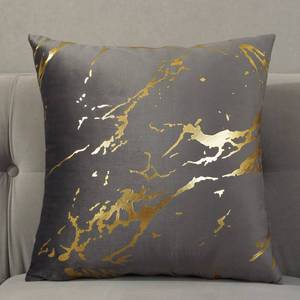 lot 60088 image: TAOSON Pack of 2,Velvet Marble Pattern Lines Geometric Bronzing Printed Cozy Soft Throw Pillow Cases Cushion Covers Shells for Sofa Couch Bed Home Decoration 18 x 18 Inches, Gray and Gold