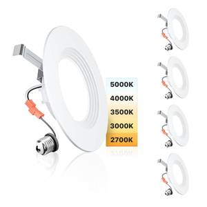 lot 18990 image: Ensenior 56 Inch LED Recessed Can Lights, 5CCT, 9W, 1000LM, 4 Pack - Retail $35