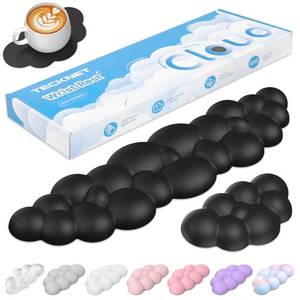 lot 19005 image: TECKNET Cloud Keyboard Wrist Rest Set, Cloud Wrist Rest with Non-Slip Base, PU Leather Wrist Pad for Keyboard with Ergonomic Memory Foam for Computer Laptop Office Gaming and Pain Relief, Black - Retail $17
