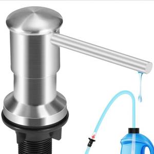 lot 19008 image: Yofidra Soap Dispenser for Kitchen Sink Built in Sink Soap Dispenser Pump, Brushed Nickel Stainless Steel Sink Soap Dispenser with 47 Tube Kit Fit for Kitchen Bathroom in Counter - Retail $27