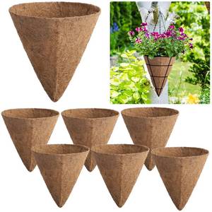 lot 19012 image: Newtay 8pcs 14 Inch Cone Shaped Coconut Liners Coconut Moss Liner for Hanging Baskets Coconuts Replacement Liner for Planters Flowers Vegetables Indoor Outdoor Garden - Retail $3,997