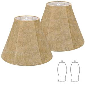 lot 19014 image: Rustic Lampshades Set of 2, Bell Lamp Shades Replacement 6x13x10, Medium Faux Leather Lampshades for Table Lamps, Floor Lamps, Hand Crafted(Spider Fitter), Harp Holders Included, Assembly Required - Retail $39