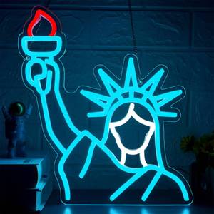 lot 19017 image: Liberty Neon Sign for Wall Decor Goddess of Liberty Neon Light for Man Cave BROKEN IN TOP LEFT CORNER BUT STILL WORKS - Retail $38