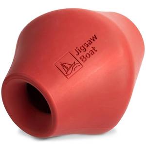 lot 19021 image: Jigsaw Boat Stuffable Enrichment Dog Toy �� Durable Natural Rubber Treat Dispenser for Large Dogs, Irregular Shape, Red, Bully Stick Compatible - Retail $14