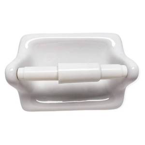 lot 19022 image: Tenedos Glazed Ceramic Bathroom Toilet Paper Holder Accessory White Wall Mount Durable Classic Design Not for Flat Surface Installation - Retail $48