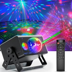 lot 19025 image: OIEZISRO Party Lights Dj Disco Light Disco Ball Light LED Stage Strobe Lights Projector Sound Activated with Remote Control for Parties Club Bar Holiday Christmas Dance Gift Birthday Xmas Home D�cor - Retail $42