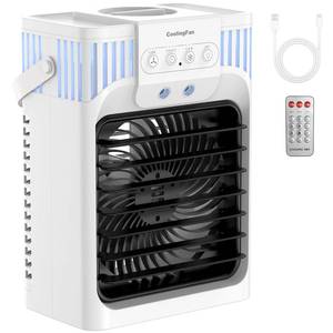 lot 19026 image: Portable Air Conditioners, Mini Evaporative Air Cooler with Remote, 3 Speeds & 3 Mist, 7 Color Night Light Cooling Fan with 2-8H Timer, 1100ML Personal AC Unit for Bedroom Office - Retail $15,454
