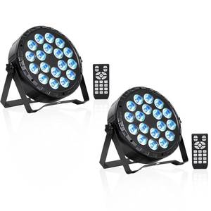 lot 19027 image: STMIDVG LED Par Light DJ Stage Light,18 LED RGBW with Remote&DMX Control,Sound Activated Control DJ Uplighting for Wedding Party Club Christmas Stage Lighting (2 Packs) - Retail $57