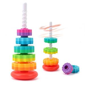 lot 19032 image: Riuja Baby Spinning Stacking Toys, 1-3 Rainbow Ring Stacker Montessori Toys for Babies, Sensory Toys for Toddlers, Christmas and Birthday Gifts Suitable for Boys and Girls (14 inches) - Retail $13