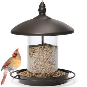 lot 19036 image: Youvip Metal Roof Bird Feeder - Chew Proof for Outdoor Hanging Wild Bird Seeds. Bronze - Retail $17