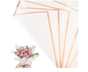lot 19106 image: 30 Sheets white Gold Edge Flower Bouquet Wrapping Paper��Florist Supplies Fully Water-Resistant Floral Bouquet Wrapping Paper Bouquet Accessorie��Flower Shop Packaging Pape for DIY Gift Wedding Birthday - Retail $10