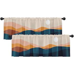 lot 60097 image: Emvency Valances for Windows, 2 Pack, 52x18 Inch, Boho Geometric - Retail $12