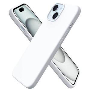 lot 60116 image: ORNARTO Compatible with iPhone 15 Case 6.1, Slim Liquid Silicone 3 Layers Full Covered Soft Gel Rubber Phone Case, Anti-Scratch Shockproof Protective Cover 6.1 Inch, White - Retail $15