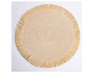 lot 19108 image: Round Tassel-Edged Woven Biodegradable Heat Insulation mat 6 PCS