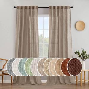 lot 19155 image: MIULEE Taupe Linen Curtains 52x90 Inch Long for Bedroom Living Room 2 Panel - Retail $39