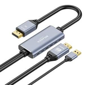 lot 19163 image: BolAAzuL HDMI 2.1 to DisplayPort Cable 8K-30Hz 4K-120Hz 2M - Retail $57