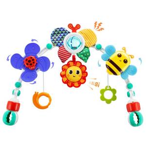 lot 19181 image: Lynncare Adjustable Arch Bassinet Toys for Infant & Toddlers, Stroller Arch, Baby Crib Toys with Fascinating Hanging for Stimulating Babys Senses and Developing Motor Skills - Retail $20