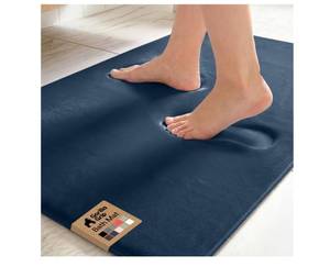 lot 19186 image: GORILLA GRIP� Memory Foam Bath Rugs, Soft Absorbent Velvet Bathroom Mats, Durable Dots on Underside, Machine Washable Bathmat, Carpet Rug Room Decor for Shower Floor, 36x24 Mat, Navy Blue - Retail $33