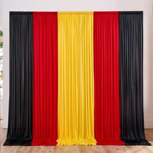 lot 19198 image: 15ft x 10ft Wrinkle Free Black Red Yellow Backdrop Curtains for Parties, 6 Panels 2.5ftx10ft Photo Backdrop Drapes for Christmas Birthday Party Background - Retail $39