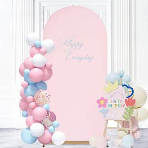 lot 19199 image: Pink Spandex Arch Cover 6FT Wedding Arch Backdrop Cover