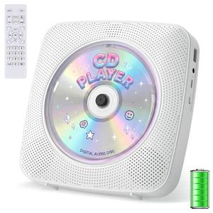 lot 19200 image: CD Player Portable Bluetooth Rechargeable CD Players for Home with 1800mAh Kegaudio Desktop Wall CD Player with Speakers Music Player CD Boombox FM Radio USB Remote Control - Retail $25