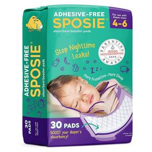 lot 19213 image: Sposie Diaper Booster Pads, Size 4-6, 30 Count - Hypoallergenic, Dermatologist and Pediatrician Tested, Fragrance, Latex, Chemical and Cruelty-Free