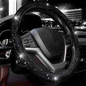 lot 19222 image: Valleycomfy Steering Wheel Cover for Women Men Bling Bling Crystal Diamond