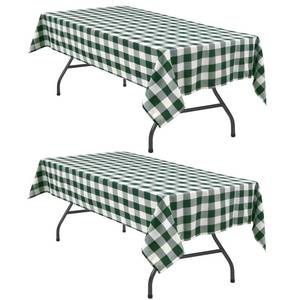lot 19228 image: Hiasan Forest Green and White Plaid Tablecloth, 2 Pack, 60 x 120 inch - Retail $30